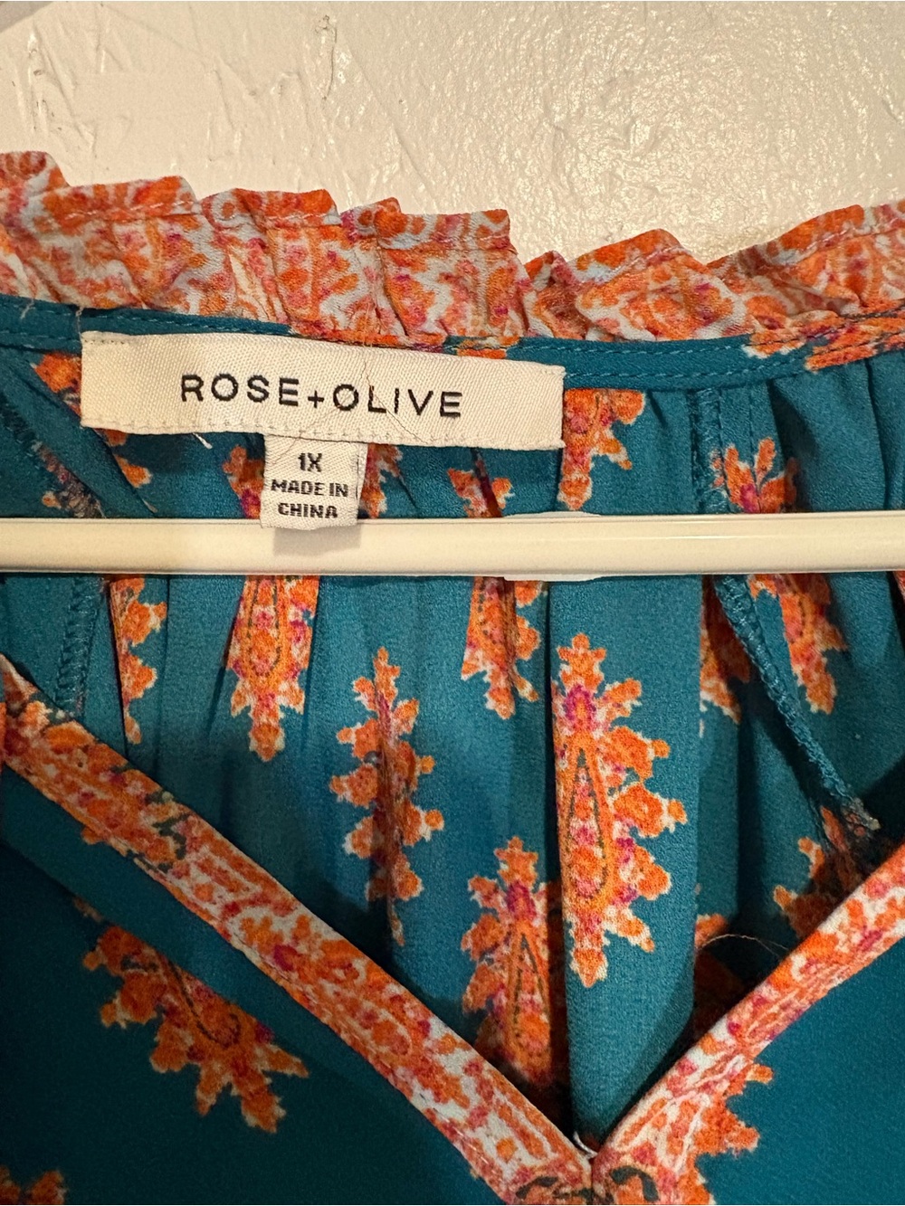 Rose & Olive Teal and Light Blue Boho Tie-Front Women’s Tops - Picture 5 of 11